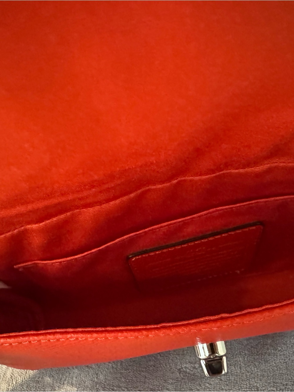 Coach Red/Orange Grained Leather Crossbody Chain Bag, NWT - Picture 7 of 8